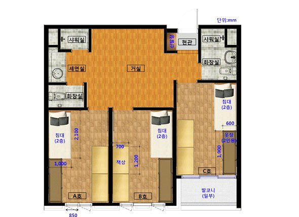Floor Plan 6 persons 3 room